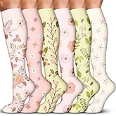Acture 6 Pack Compression Socks for Women and Men - Knee High for Medical, Running, Nurses, Travel