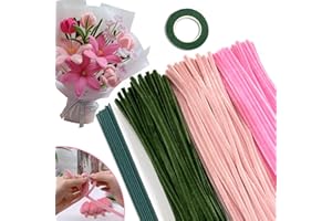 URSDIART 311pcs Pipe Cleaners - 300pcs Thick Pipe Cleaners Crafts+ 10 Flower Stems+Green Tape | Art and Craft Projects Supplies for Flowers, Classroom Project, Decoration (Tulip)