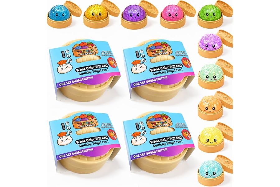 Squishy Toy Mystery Box with 4 Random Colors, Slow Rising Squeeze Toy, Cute Food Shaped Sensory Fidget Toy for Adult Anxiety Relief,Party Favors & Birthday Present (Colorful 4)