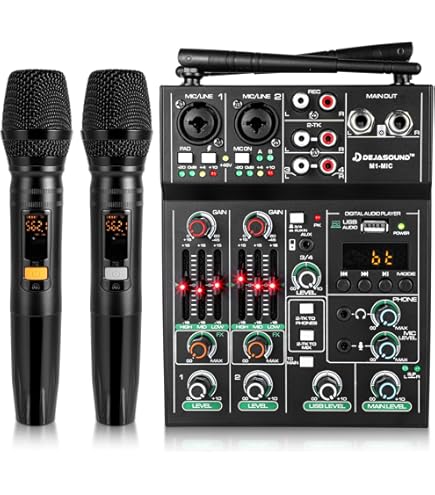 Amazon.com: Audio Mixer 4 Channel DJ Mixer with Dual Wireless