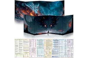 Byhoo 2 PCS DM Screen for D&D 5E with 2 Immersive Themes，Waterproof Reusable Surface, Tri-Fold Portable Design Folds to A4 Si