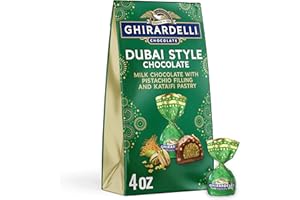 GHIRARDELLI Dubai Style Milk Chocolate with Pistachio Filling and Crispy Toasted Kataifi, Premium Chocolate, 4 oz Bag, Individually Wrapped