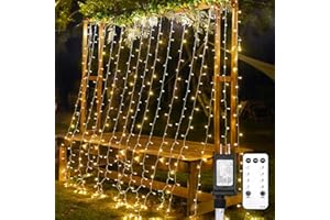 suddus Curtain Lights for Bedroom, 300 Led 9.8x9.8ft Hanging String Lights Outdoor, Fairy Curtain Lights Indoor for Christmas, Dorm, Wall, Backdrop, Window, Wedding, Party, Birthday Decor, Warm White