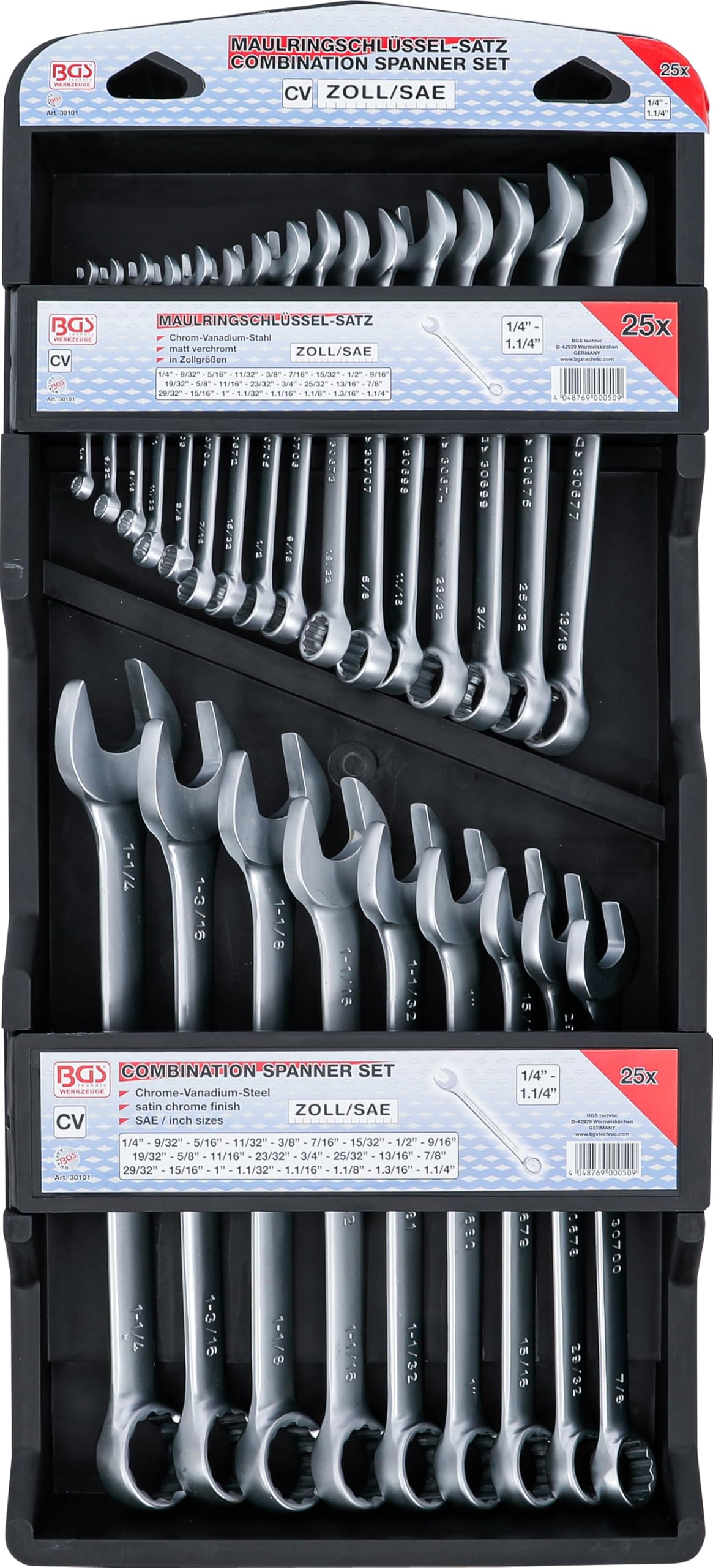 BGS 30101 | Combination Spanner Set | Inch Sizes | 1/4" - 1.1/4" | 25 pcs.