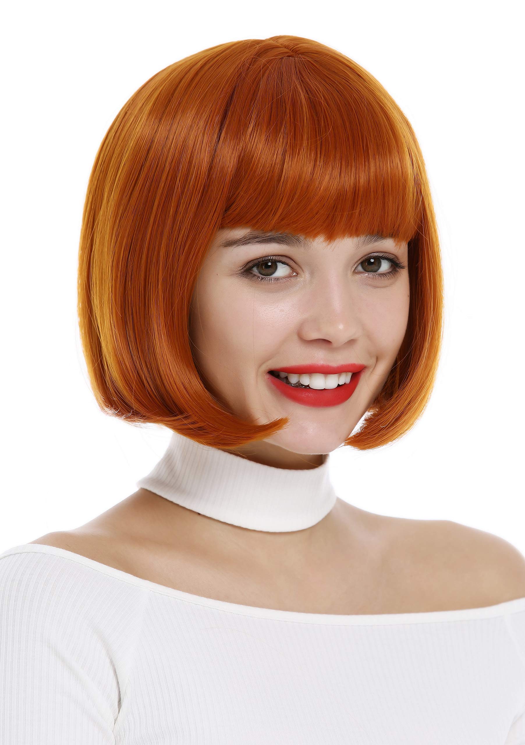 WIG ME UP - 7803-T2735 Short lady Wig bob style bangs fringe sleek orange