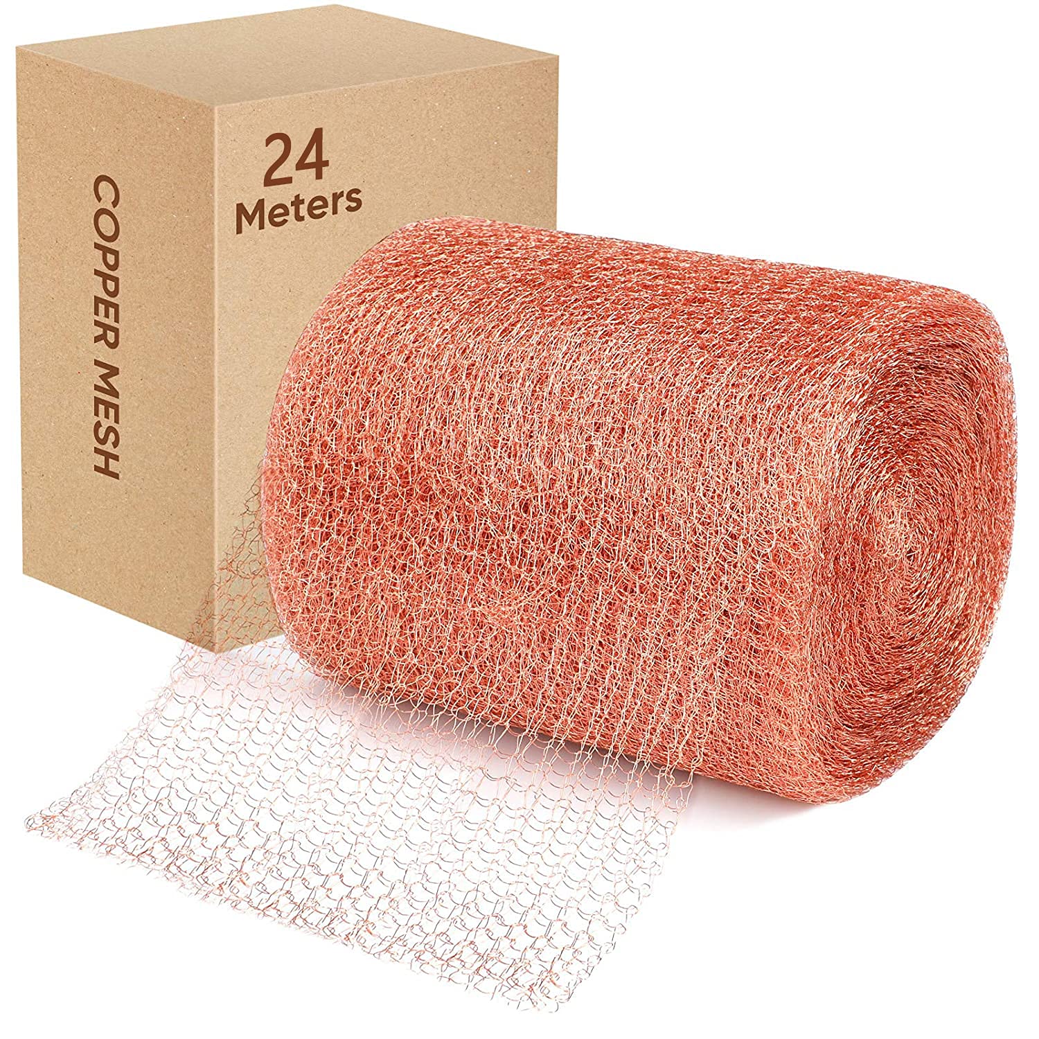 24M X 12.5CM Copper Mesh, 100% Pure Copper Mesh Knitted Copper Mesh, Gap Blocker for Construction Hole, Protect Seedlings and Seeds.