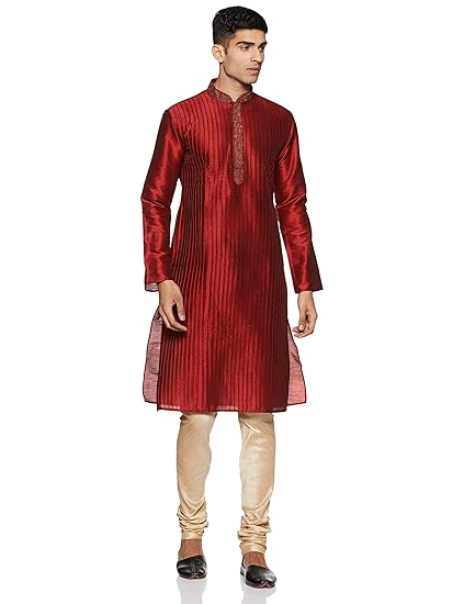 Men's Blended Kurta & Churidar Set (S952154)