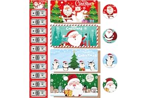 Meiidoshine Christmas Gifts, 4 Pack Christmas Money Holder with 10 Bill Slots and 4 Card Slots, Surprise Cash Gift Card Holders with Envelopes for Kids Adults, Fun Ways to Give Money Ideas