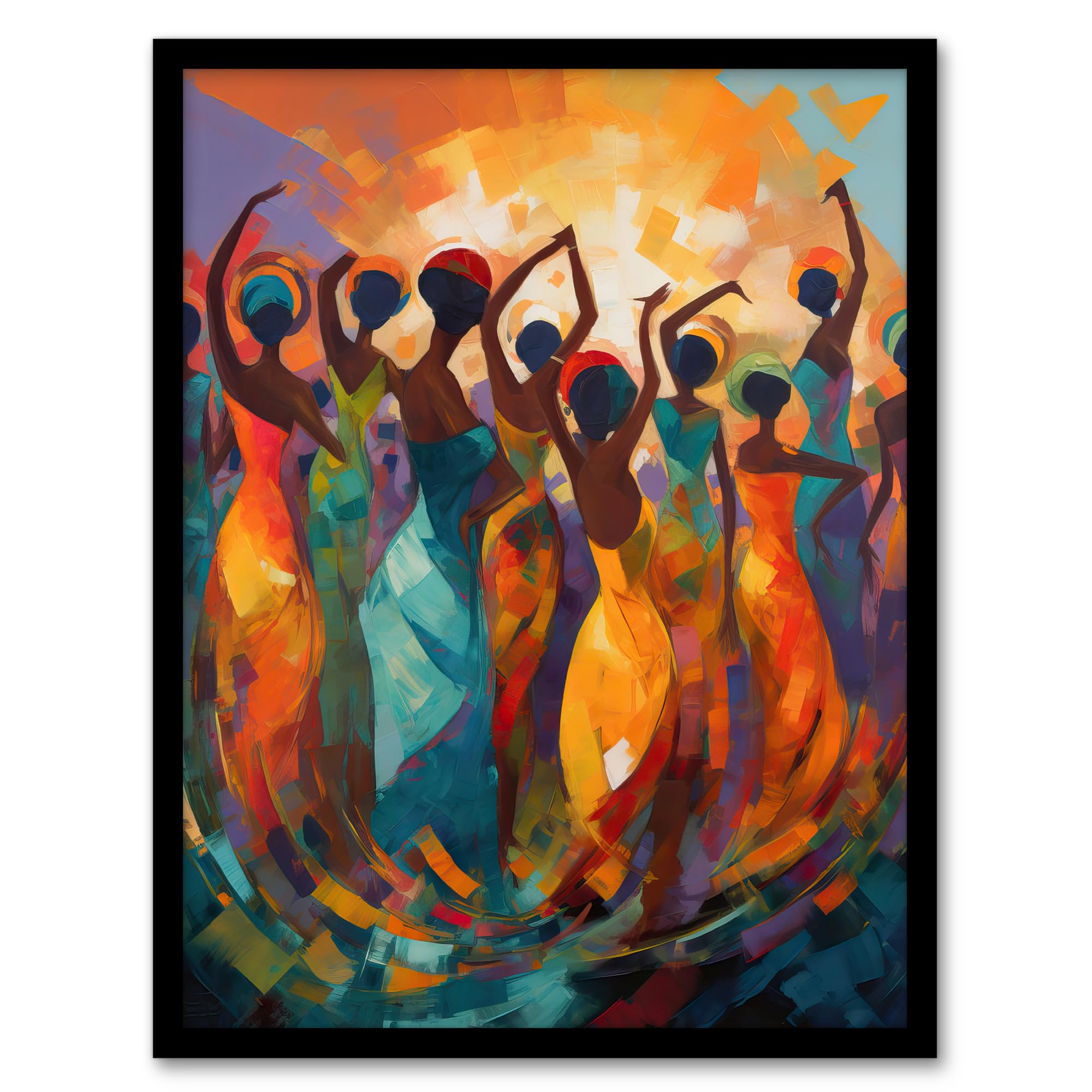 Artery8 Abstract Africa Dance African Dancing Painting Rhythm Body Energy Theatre Arts Artwork Art Print Framed Poster Wall Decor 12x16 inch