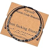 Inspirational 𝐌𝐨𝐫𝐬𝐞 𝐂𝐨𝐝𝐞 𝐁𝐫𝐚𝐜𝐞𝐥𝐞𝐭𝐬 𝐟𝐨𝐫 𝐖𝐨𝐦𝐞𝐧 𝐌𝐞𝐧 Mothers Day Birthday 𝐆𝐢𝐟𝐭𝐬 Mom Mother Father Daughter Aunt Grandmother Jewelry Cord Wrap Bracelet with Black Hematite Beads