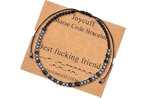 JOYCUFF Inspirational 𝐌𝐨𝐫𝐬𝐞 𝐂𝐨𝐝𝐞 𝐁𝐫𝐚𝐜𝐞𝐥𝐞𝐭𝐬 𝐟𝐨𝐫 𝐖𝐨𝐦𝐞𝐧 𝐌𝐞𝐧 Mothers Day Birthday 𝐂𝐡𝐫𝐢𝐬𝐭𝐦𝐚𝐬 𝐆𝐢𝐟𝐭𝐬 Mom Mother Father Daughter Aunt Grandmother Jewelry Cord Wrap Bracelet with Black Hematite Beads