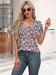 EyMuse Womens V Neck T Shirts Short Sleeve Tops