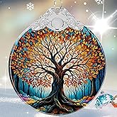 Tree of Life Stained Glass Christmas Ornament - Hanging Ornaments for Christmas Tree Decorations -Holiday Keepsake Present Exchange Idea -2