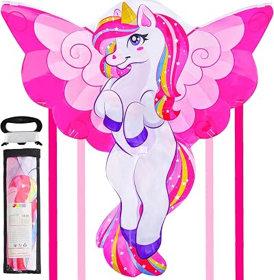 JOYIN 43.3'' Giant Unicorn Kite with 80 m String Easy Fly Kids Adults