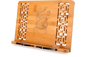 MEGREZ Bamboo Foldable Book Stand (13.2 x 9.4 inch) Reading Frame Rest Holder Cookbook Stand/Tablet PC textbook/Music Documen