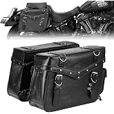 KEMIMOTO Vintage Viking Motorcycle Saddlebags 30L Throw Over Saddle Bags | PU Leather, Fit For Touring Street Road Glide Road King Sportster Cruiser Scout Rebel Softail Dyna Vstar Shadow