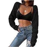 Milumia Women's Crochet Bolero Shrug Sweaters Y2k Open Front Long Sleeve Knit Cardigan Tops
