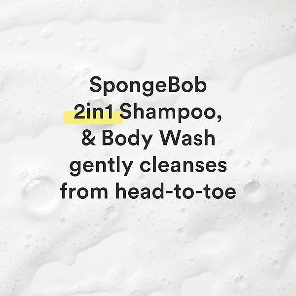 SUAVE KIDS 3 IN1 SHAMPOO & BODY WASH FOR KIDS NICKELODEON SPONGEBOB DERMATOLOGIST-TESTED AND TEAR-FREE, STRAWBERRY, YELLOW, 28 FL OZ
