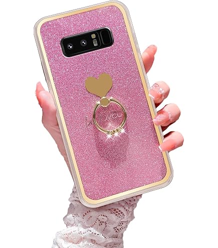 スマホギャラクシィ　Note8　保護フィルムとピンクケースは新品　タッチペン付 Amazon.com: NZND Case for Samsung Galaxy Note 8 with Ring Holder