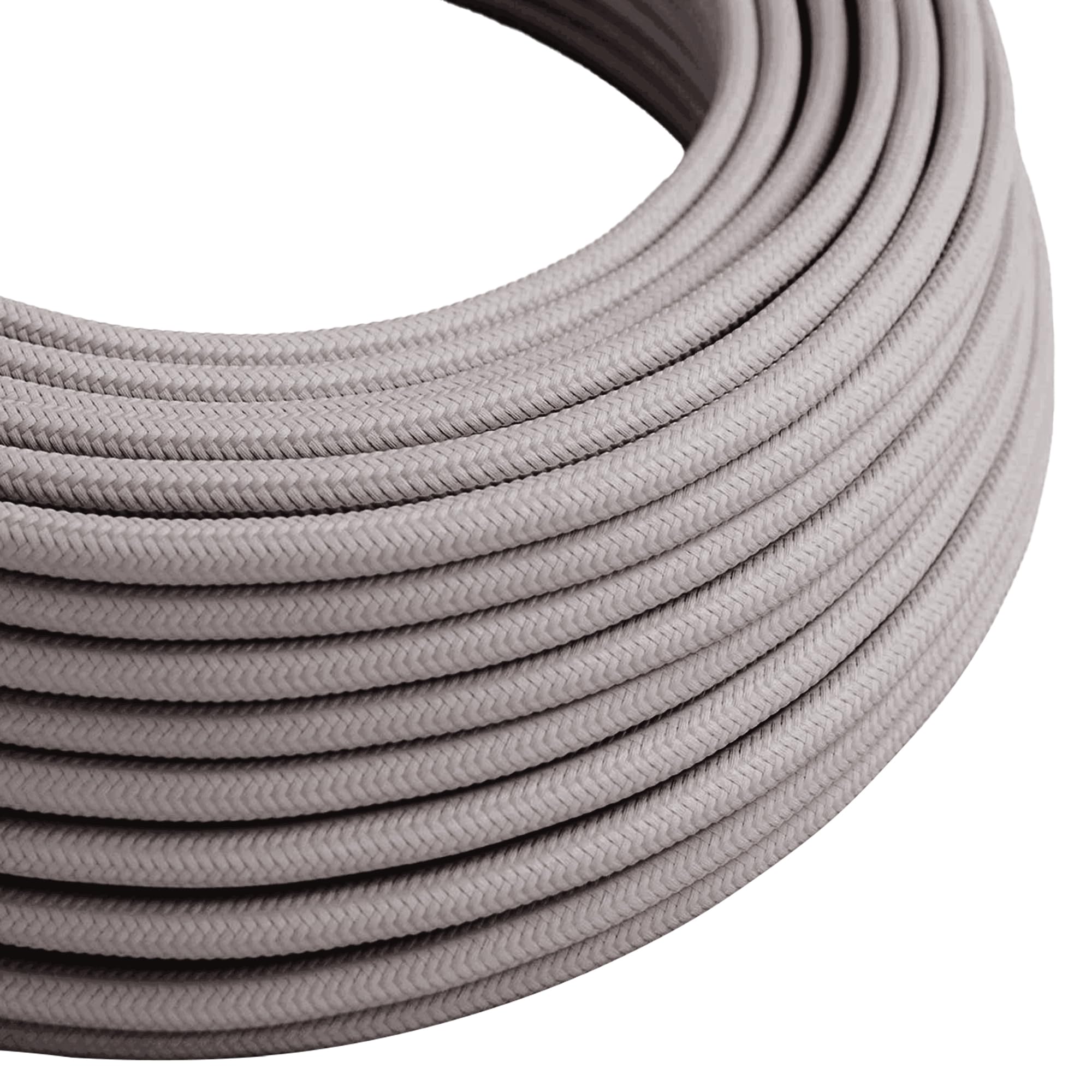 LEDSone Italian Grey Coloured 5 Meter Vintage 3 Core Round Electric Cable Fabric Covered Wire Italian Braided 0.75 mm Electrical Cable Flexible Wire for Lighting