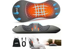FUNBY 3-in-1 Electric Lumbar Support Pillow,Triple Fusion Back Massager with Heat,Vibration &Traction,Back Support Pillow for Bed and Chair,Lumbar Support Pillows for Lower Back Pain Relief & Spine Support