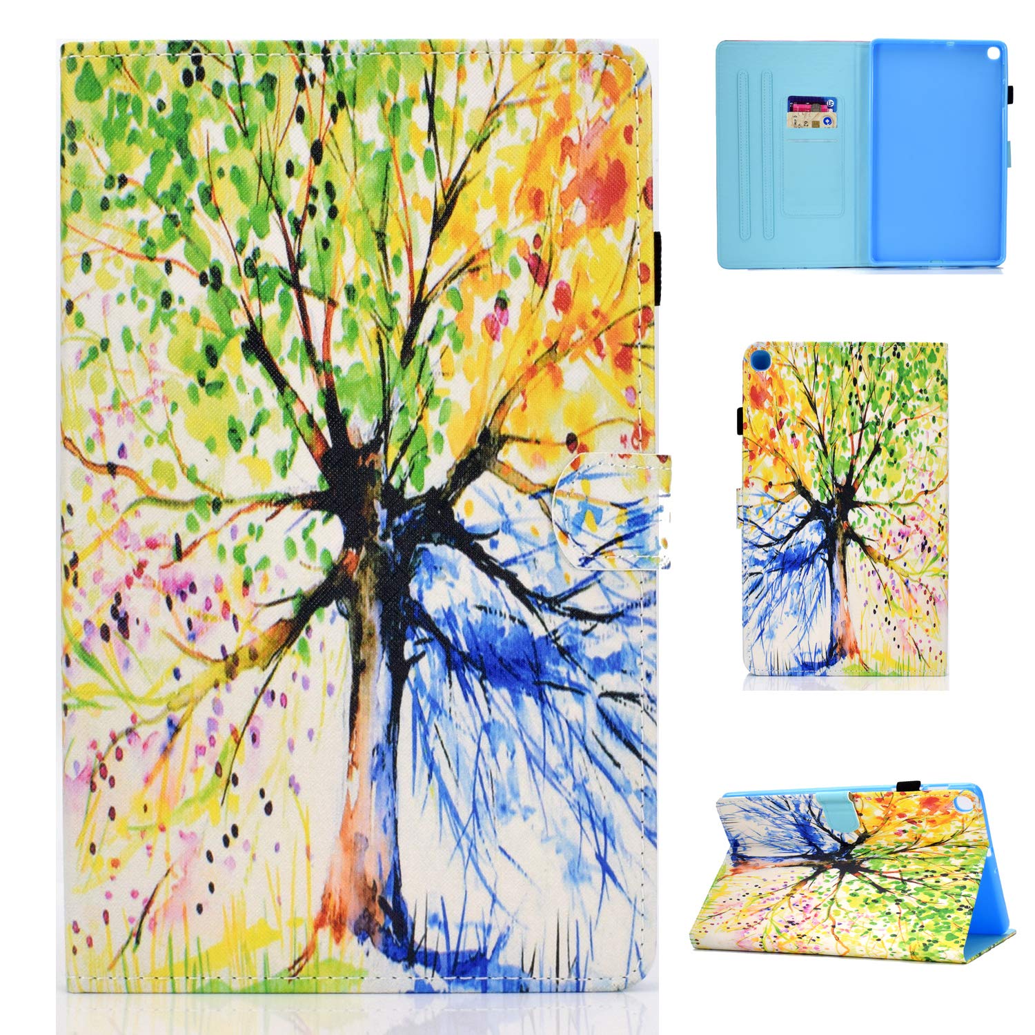 Bspring Case for Samsung Galaxy Tab S6 Lite 10.4 inch 2020 / SM-P610 Cover, PU Leather Stand Multiple Angle View Case with Pen Holder for Galaxy S6 Lite 10.4" SM-P610/P615,Colorful tree