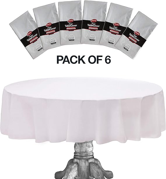 Neatiffy 84 Inch 6 Pack Round Plastic Table Cloth Tablecloths for