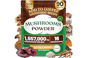 Venture Pal 16 in 1 Mushroom Powder (90 Servings) - 1,557,000mg Mushroom Coffee Alternative with Ashwagandha, Lion’s Mane, Chaga & More | 100% Fruiting Bodies | 10:1 Extract for Immune,Focus & Energy