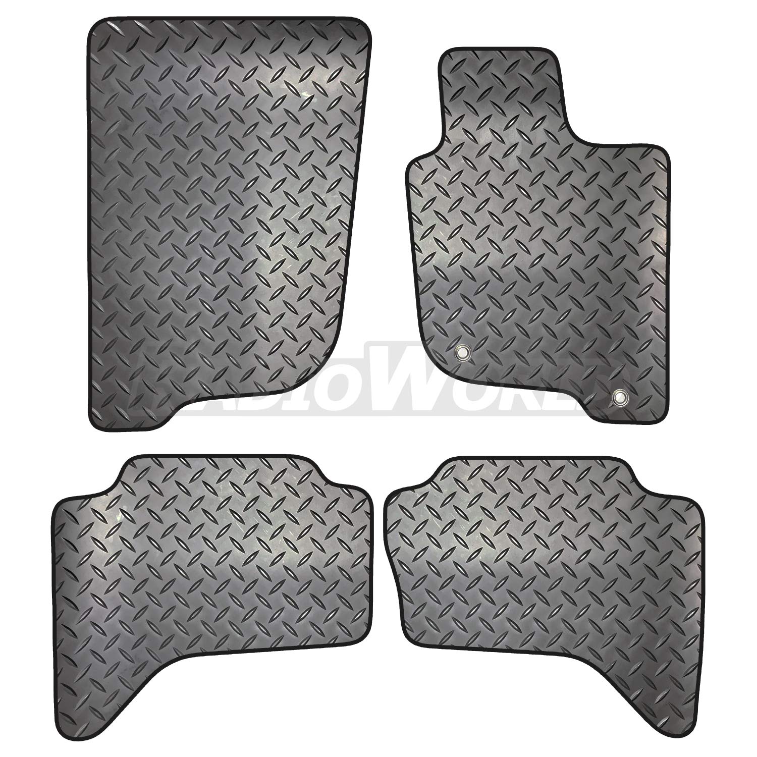 Carsio Rubber 4 Piece Car Mat Set For Mitsubishi L200 2006-2015 with [2 Clips] Tailored Fit Floor Mat Complete Accessory Black Custom Fitted - All Weather & Heavy Duty, Anti-Slip Backing