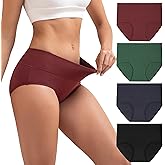 INNERSY Women's Cotton Underwear High Waist Ladies Briefs Full Coverage Panties 4-Pack