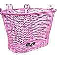 BIRIA Basket with Hooks Pink, Front, Removable, Wire mesh Small Kids Bicycle Basket, Pink