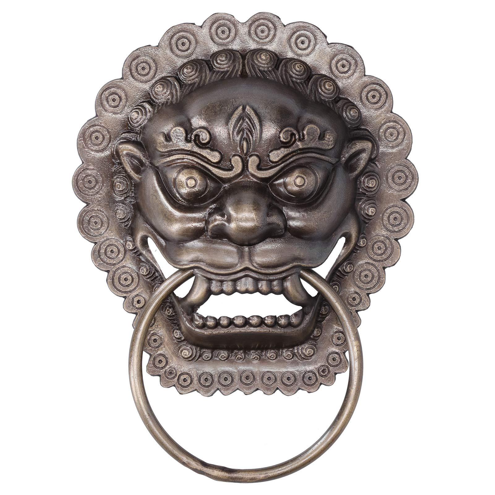 Alvinlite Door Knocker - Chinese Style Door Knocker Brass Antique Animal Head Door Ring Wooden Door Pull Ring Replacement Part