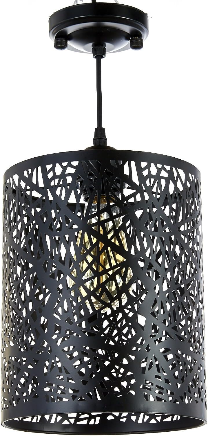 New Galaxy 1-Light Black Finish Metal Shade Hanging Pendant Ceiling Lamp Fixture
