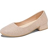 ALTOCIS Women’s Low Block Chunky Heels Pumps Ladies Elegant Closed Round Toe Pumps Shoes Low Platform Office Pumps Shoes