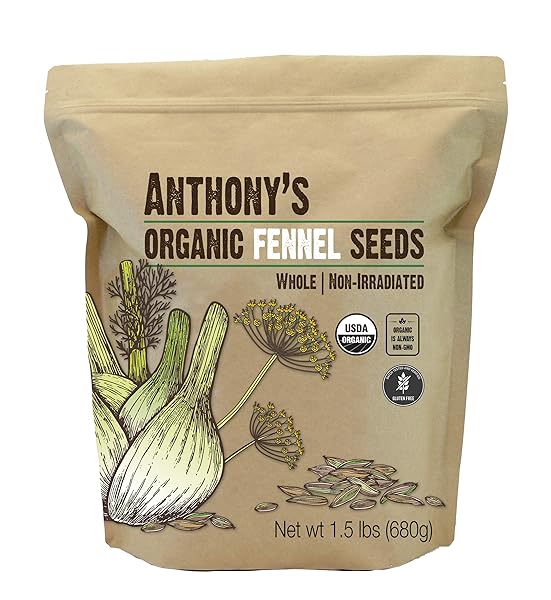 ANTHONY’S ORGANIC FENNEL SEEDS, 1.5 LB, WHOLE SEEDS, NON-IRRADIATED, GLUTEN-FREE, NON-GMO