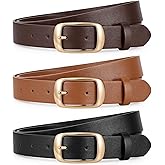 JASGOOD 3 PACK Women Belts for Jeans Pants Dresses Fashion Leather Belt with Solid Pin Buckle