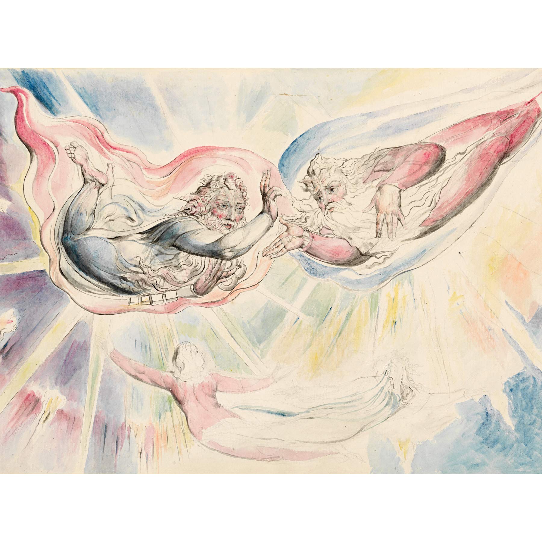 William Blake St Peter And St James With Dante And Beatrice Large Wall Art Print Canvas Premium Poster Mural