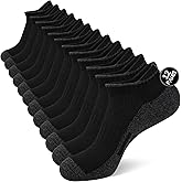 COOPLUS Mens Ankle Socks Cushioned Low Cut Athletic Sports Breathable Casual Socks with Tab (7/12 Pairs)