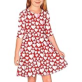 Remimi Girls St Patricks Day Dress 3/4 Sleeve Mardi Gras Party Dresses 3-14 Years