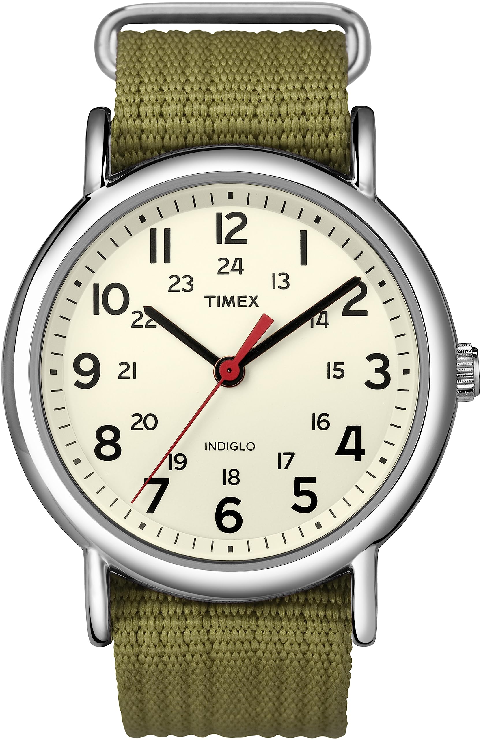 Timex Weekender 38mm Unisex Analog Watch | INDIGLO Backlight | Adjustable Durable Nylon Fabric Slip Through Strap | 24 Hour Time