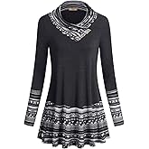 Miusey Women's Long Sleeve Cowl Neck Form Fitting Casual Tunic Top Blouse