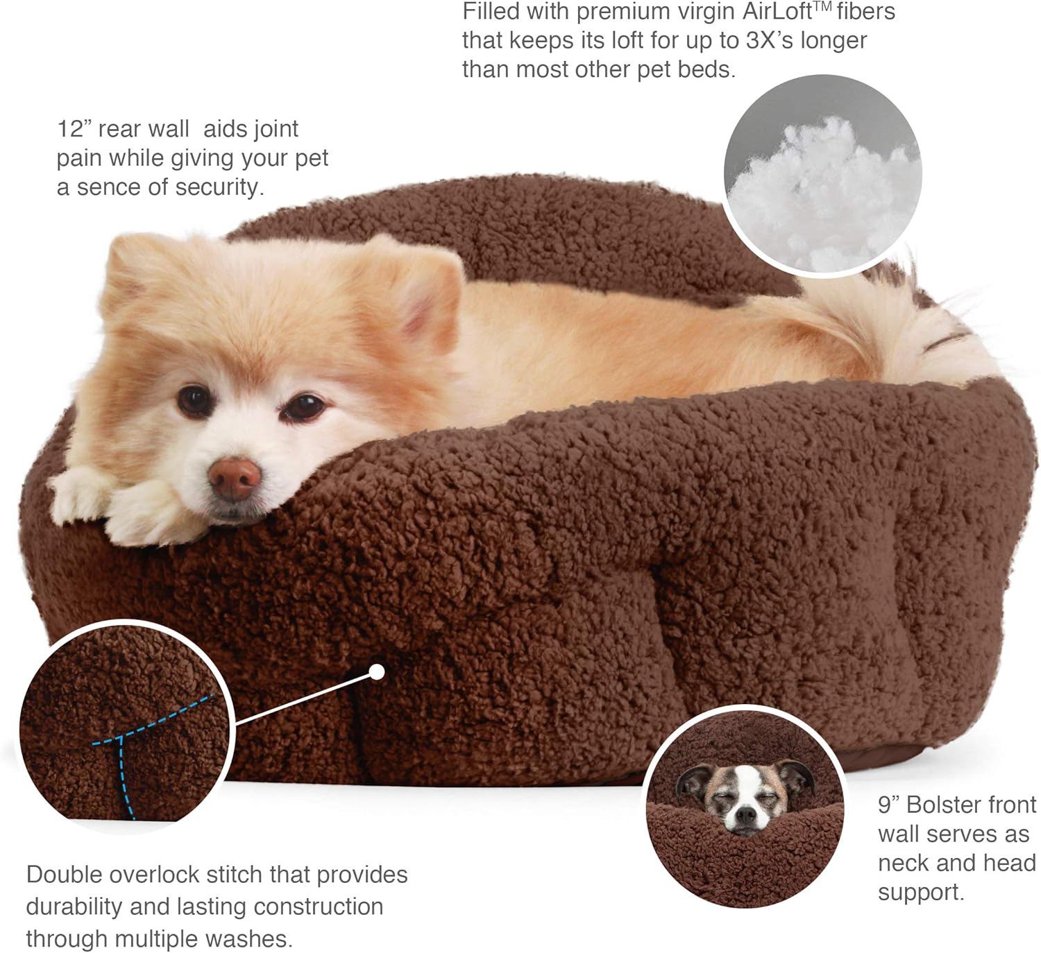 Best Friends by Sheri OrthoComfort Deep Dish Cuddler (20x20x12") - Self-Warming Cat and Dog Bed, Brown : Pet Beds : Pet Supplies