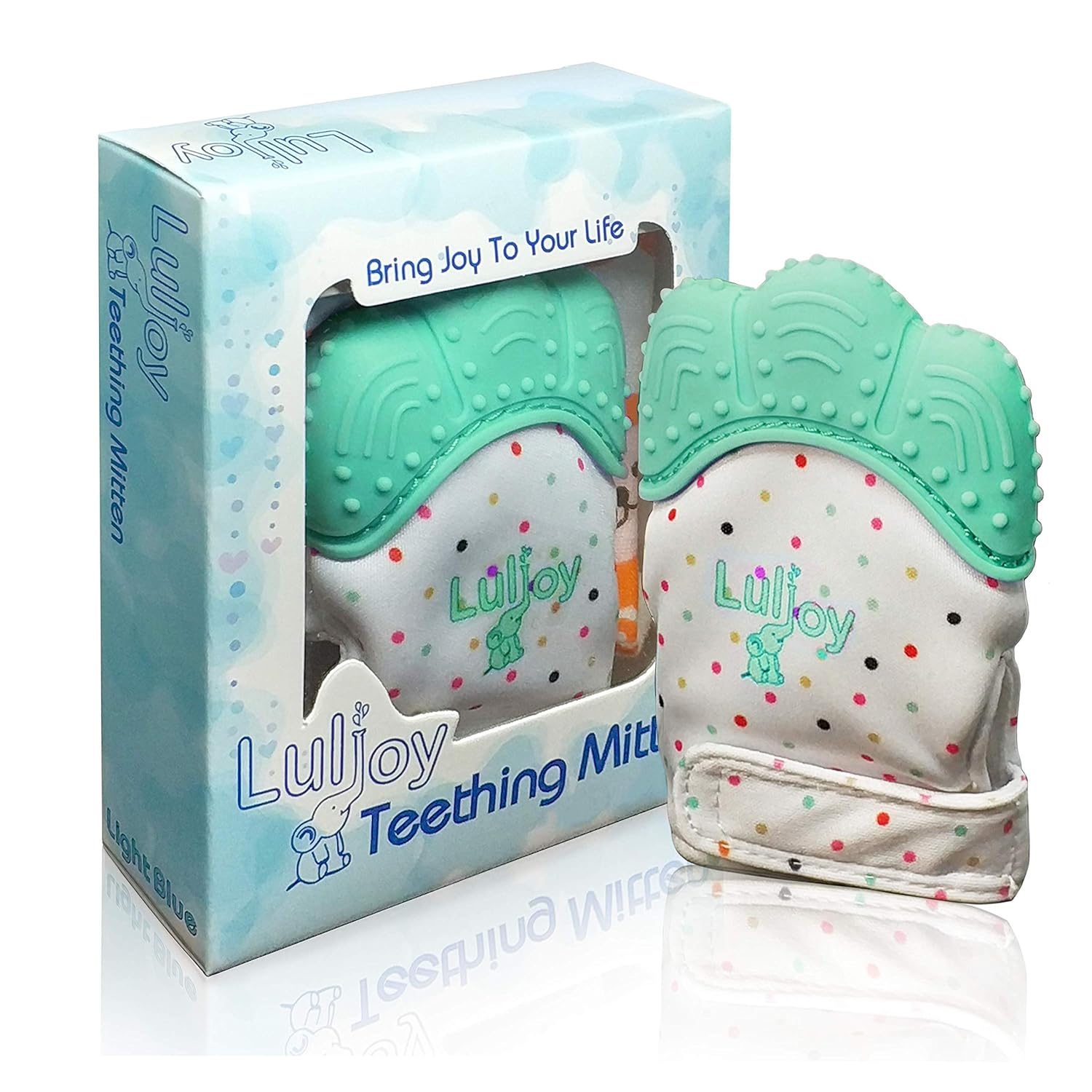 LuliJoy Teething Mitten Set of 2 – Baby Glove Teether Toys for Boys & Girls – Adjustable Strap Stays on Infant Hands – BPA-Free Silicone Teether for Natural Baby Pain Relief, Sensory Stimulation