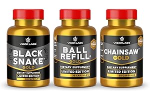 Vigor Labs' Gold Stack, Limited Edition. Triple Stack with 3 Products in One Pack. Boosts Firmness, Volume and Stamina (30 Capsules Per Bottle)