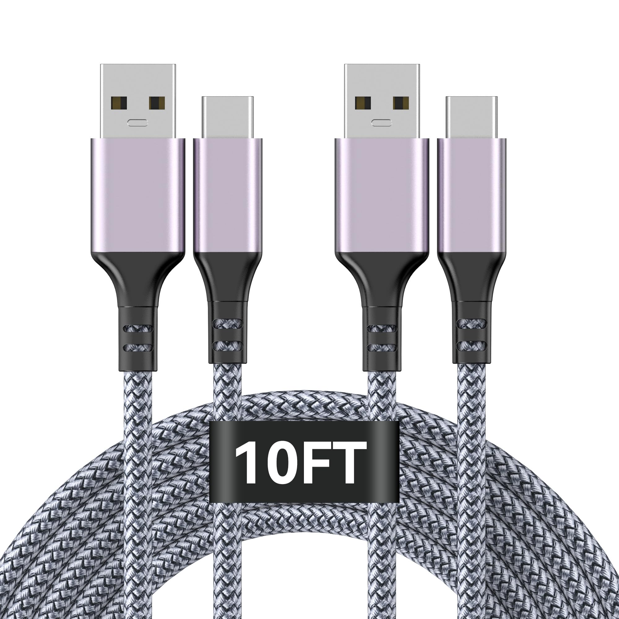 YPILKEF USB C Charging Cable 10ft+10ft, USB A to Typc Cable,for PS5 Controller,for Xbox Series X,for PS5/Xbox Series X/S/Switch Controllers,Replacement USB C Cord Nylon Braided Type-C Cord,Gray