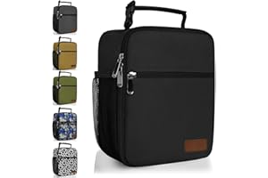 Deosk Lunch Bag Reusable Small Lunch Box for Men Women Insulated Portable Lunchbox for adults Suitable for School Work Picnic (Black)