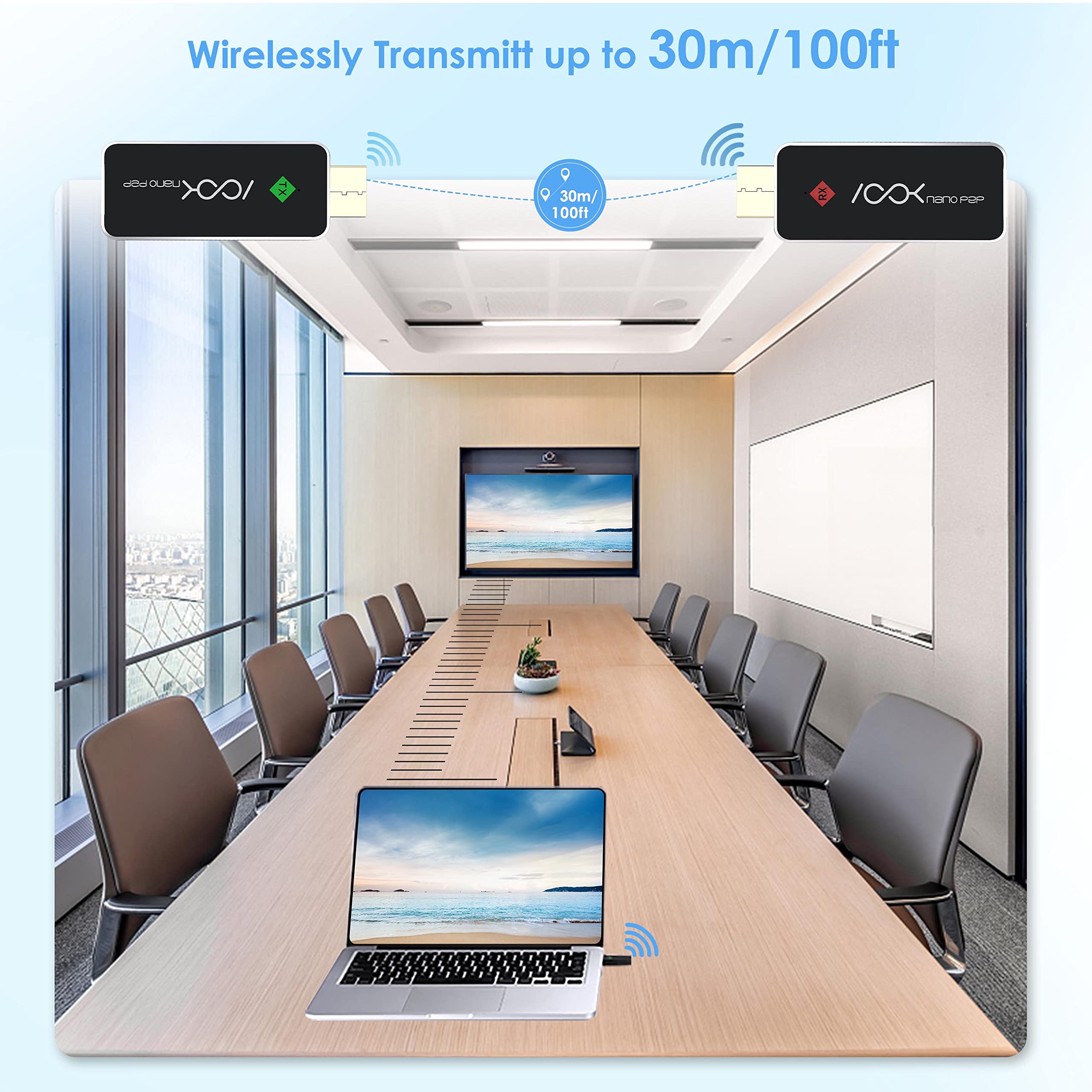 Wireless HDMI Transmitter and Receiver, HDMI Wireless, Plug & Play, Wireless HDMI Adapter Extender Converter Kit, Streaming Video Audio from Laptop PC Camera to Monitor Projector HD TV - ASKnano p2p