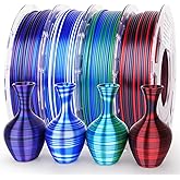 AMOLEN Silk PLA 3D Printer Filament Bundle, Multicolor Gradient Rainbow PLA 1.75mm Pack, Shiny Fast Color Change 3D Printing Filament for Most FDM 3D Printer, 200g X 4 Spools
