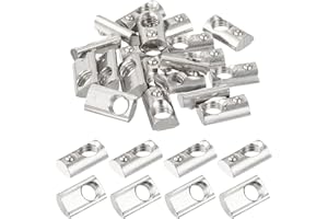 uxcell 20Pcs M6 t Spring Nut Fastener Carbon Steel Nickel Plated Half Round Roll in Spring t Slot Nuts for T-Slot Aluminum Pr