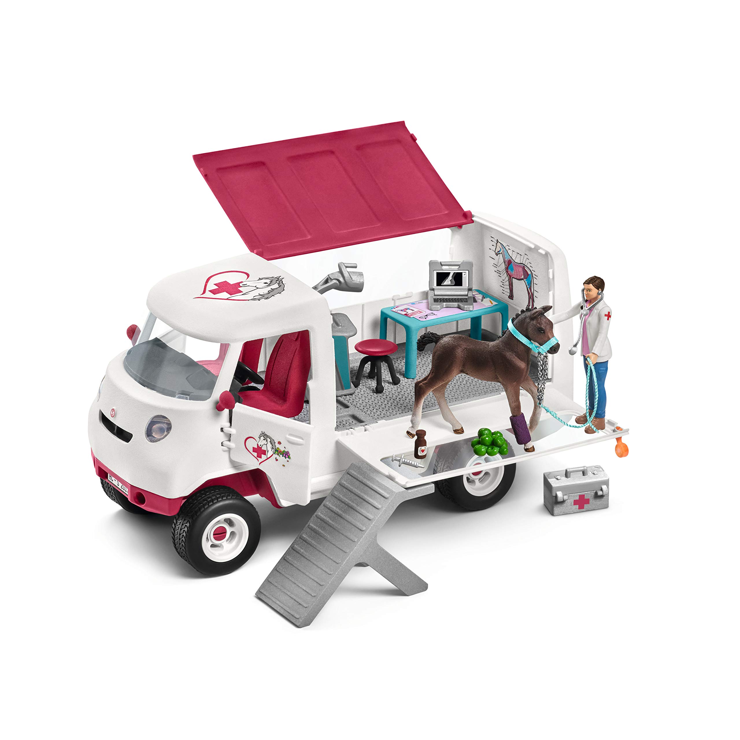 SCHLEICH Horse Club Mobile Veterinarian Clinic Playset for Kids Ages 5-12 with Vet & Horse Toys, 28.96 x 16.51 x 23.11 cm; 110 Grams